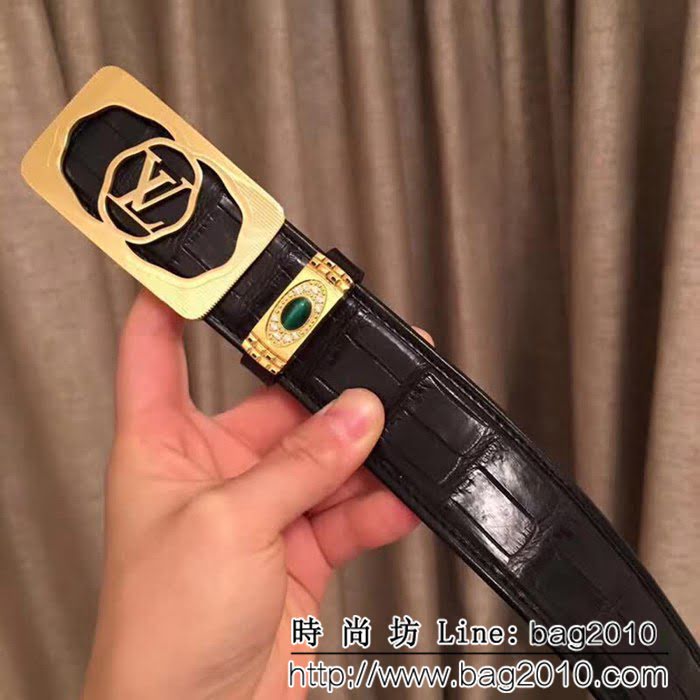 路易威登LV 純手工美洲無拼接鱷魚肚皮 高端男士皮帶 LHG1658